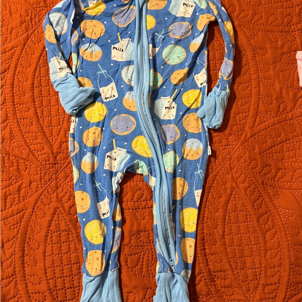 Little Sleepies Blue Cookie and Milk Kids Footie